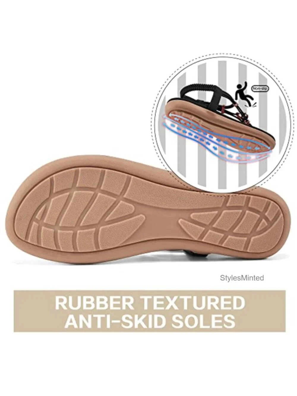 Women's Faux Leather Flat Sandals with Jewelry Embellishment